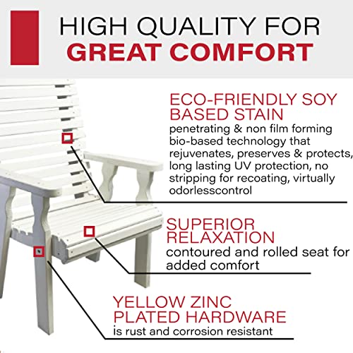 Amish Casual Heavy Duty 600 Lb Roll Back High Back Treated Patio Chair (Semi-Solid White Stain)