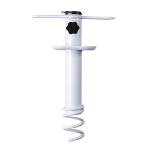ammsun beach umbrella sand anchor, metal heavy duty outdoor umbrella base with ground anchor screw auger with carry bag universal & one size fits all for sun protection, shade, strong winds white