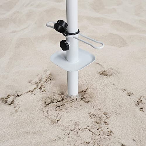 AMMSUN Beach Umbrella Sand Anchor, Metal Heavy Duty Outdoor Umbrella Base with Ground Anchor Screw Auger with Carry Bag Universal & One Size Fits All for Sun Protection, Shade, Strong Winds White