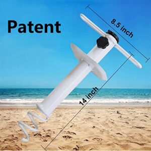 AMMSUN Beach Umbrella Sand Anchor, Metal Heavy Duty Outdoor Umbrella Base with Ground Anchor Screw Auger with Carry Bag Universal & One Size Fits All for Sun Protection, Shade, Strong Winds White