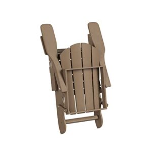 WO Home Furniture Adirondack Chair Table Set of 2 PCS Outdoor Folding Patio Chair w Side End Table for Lawn Balcony Bon Fire (Weathered Wood)