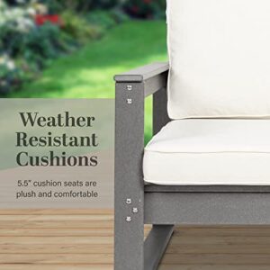 Laurel Canyon Outdoor Club Chair HDPE Recycled Plastic Patio Chairs with Cushion, Slate Grey