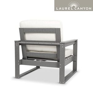 Laurel Canyon Outdoor Club Chair HDPE Recycled Plastic Patio Chairs with Cushion, Slate Grey