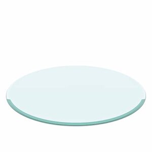 Round Tempered Glass Table Top Clear Glass Table Top (40 inch,3/8" Thick - Beveled Polished Edge)