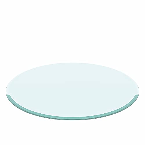 Round Tempered Glass Table Top Clear Glass Table Top (40 inch,3/8" Thick - Beveled Polished Edge)