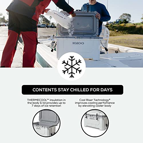 Igloo White IMX 70 Qt Lockable Insulated Ice Chest Injection Molded Cooler with Carry Handles