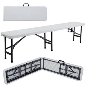 6′ plastic portable folding bench,picnic bench,outdoor party camping dining folding bench,multipurpose bench seat for indoor outdoor use/stores easily off-white