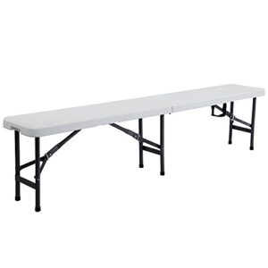 6' Plastic Portable Folding Bench,Picnic Bench,Outdoor Party Camping Dining Folding Bench,Multipurpose Bench Seat for Indoor Outdoor Use/Stores Easily Off-White