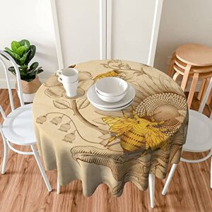 vintage bee sunflower tablecloth round washable table cover for kitchen dining picnic party indoor outdoor table mats 60 inch