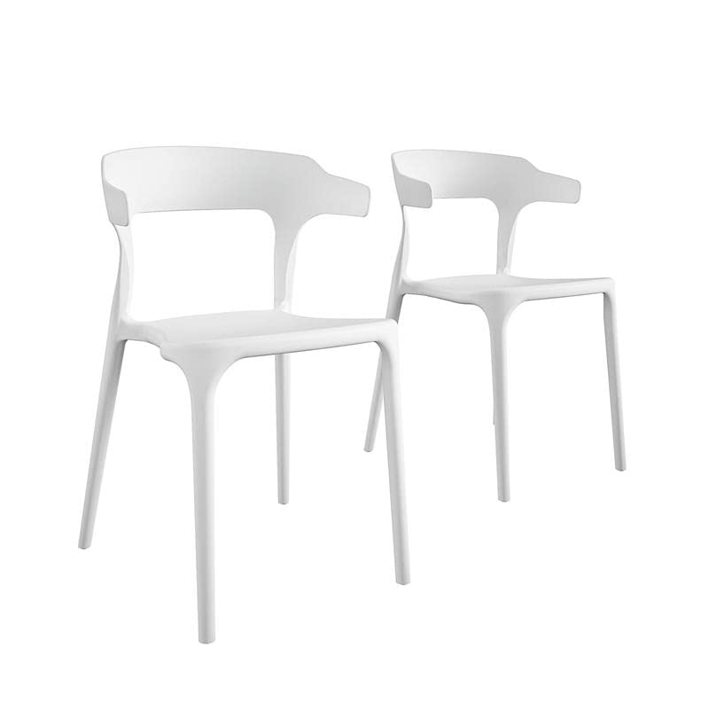 Novogratz Poolside Collection, Felix Stacking Dining Chairs, Indoor/Outdoor, 2-Pack, White