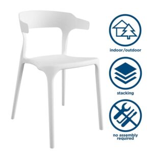 Novogratz Poolside Collection, Felix Stacking Dining Chairs, Indoor/Outdoor, 2-Pack, White