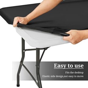 fani 6 Pieces Stretch Fabric Table Top Cap Cover, 6ft Spandex Table Covers Washable Elastic Universal Rectangle Table Cloth Protector for Home Party Banquet Picnic Wedding, 30 x 72 Inches, Black