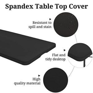 fani 6 Pieces Stretch Fabric Table Top Cap Cover, 6ft Spandex Table Covers Washable Elastic Universal Rectangle Table Cloth Protector for Home Party Banquet Picnic Wedding, 30 x 72 Inches, Black