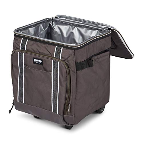 Igloo 40 Can Large Portable Insulated Soft Cooler with Rolling Wheels, Olive