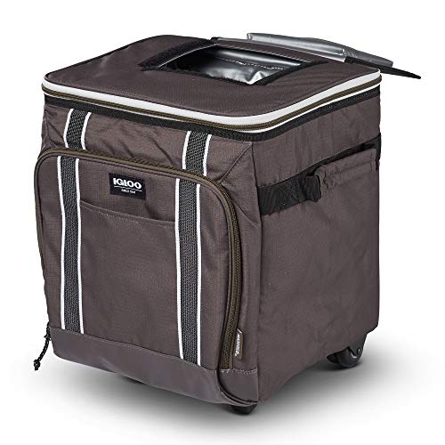 Igloo 40 Can Large Portable Insulated Soft Cooler with Rolling Wheels, Olive