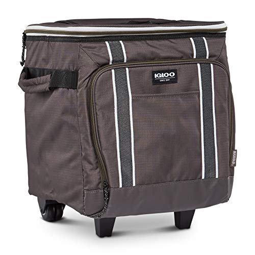 Igloo 40 Can Large Portable Insulated Soft Cooler with Rolling Wheels, Olive