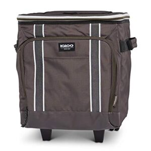 Igloo 40 Can Large Portable Insulated Soft Cooler with Rolling Wheels, Olive