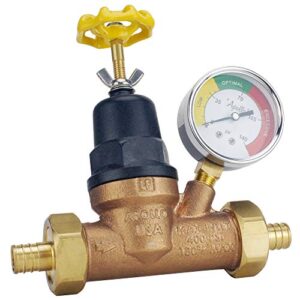 apollo valves apollopex 3/4″ bronze double union pex water pressure regulator w/ gauge (apxprv34wg)