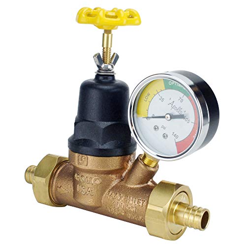 Apollo Valves ApolloPEX 3/4" Bronze Double Union PEX Water Pressure Regulator w/ Gauge (APXPRV34WG)