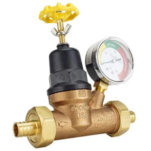 Apollo Valves ApolloPEX 3/4" Bronze Double Union PEX Water Pressure Regulator w/ Gauge (APXPRV34WG)