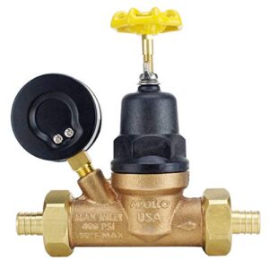 Apollo Valves ApolloPEX 3/4" Bronze Double Union PEX Water Pressure Regulator w/ Gauge (APXPRV34WG)