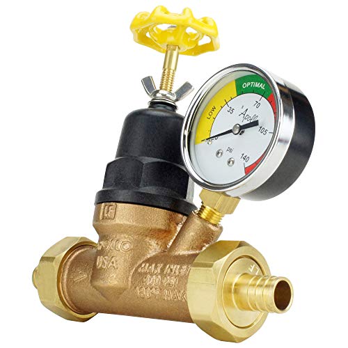 Apollo Valves ApolloPEX 3/4" Bronze Double Union PEX Water Pressure Regulator w/ Gauge (APXPRV34WG)