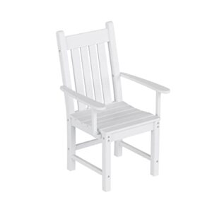 wo outdoor indoor poly lumber dining chair, all weather, fade uv resistant seat forpatio, garden, porch, deck (white)