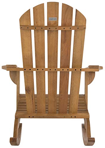 Safavieh PAT7042A Outdoor Collection Brizio Teak Rocking Adirondack Chair, Natural