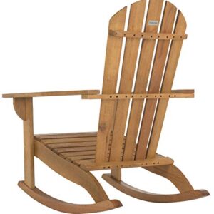 Safavieh PAT7042A Outdoor Collection Brizio Teak Rocking Adirondack Chair, Natural