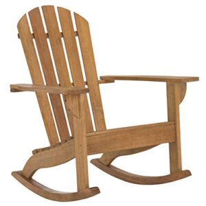 Safavieh PAT7042A Outdoor Collection Brizio Teak Rocking Adirondack Chair, Natural