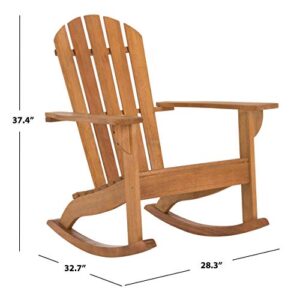 Safavieh PAT7042A Outdoor Collection Brizio Teak Rocking Adirondack Chair, Natural