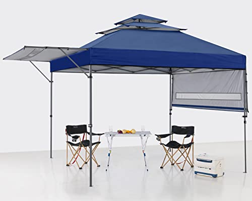 ABCCANOPY Pop up Gazebo Canopy 3-Tier Instant Canopy with Adjustable Dual Half Awnings, Navy Blue