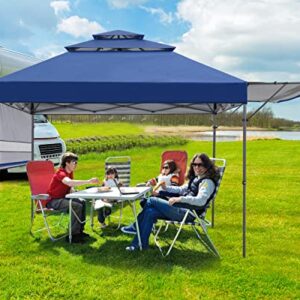 ABCCANOPY Pop up Gazebo Canopy 3-Tier Instant Canopy with Adjustable Dual Half Awnings, Navy Blue
