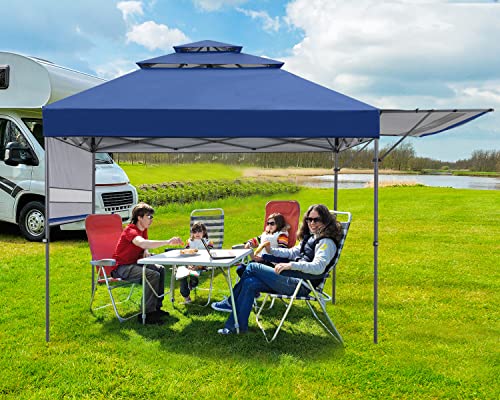 ABCCANOPY Pop up Gazebo Canopy 3-Tier Instant Canopy with Adjustable Dual Half Awnings, Navy Blue