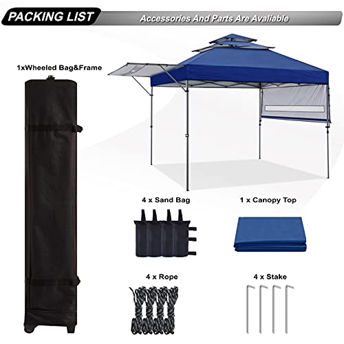 ABCCANOPY Pop up Gazebo Canopy 3-Tier Instant Canopy with Adjustable Dual Half Awnings, Navy Blue