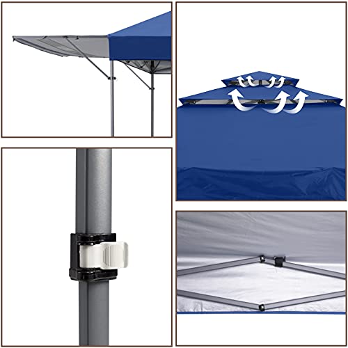 ABCCANOPY Pop up Gazebo Canopy 3-Tier Instant Canopy with Adjustable Dual Half Awnings, Navy Blue