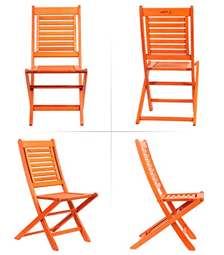 Amazonia Parati 2-Piece Outdoor Folding Chair Set | Eucalyptus Wood | Ideal for Patio and Indoors, 26Lx19Wx36H