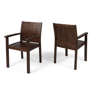 christopher knight home kylan outdoor acacia wood dining chairs (set of 2), dark brown finish