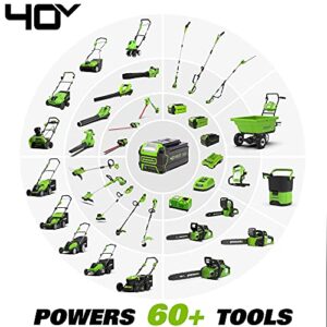 Greenworks 40V 21-Inch Self-Propelled Mower/Axial Blower Combo Kit, 5Ah USB Battery and Charger Included, CK40L510