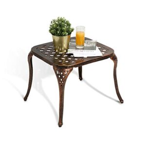 omefun patio end table, outdoor side table cast aluminum metal furniture – bronze