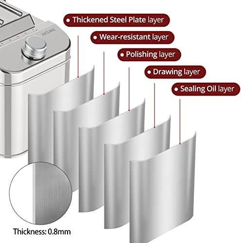 INCLAKE Stainless Steel Gas Can, Tight Sealed Thickened Fuel Can, Emergency Backup Metal Gasoline Diesel Can with 3 Handles, Flexible Spout & Vent Kit for Cars, Trucks and Boat (30L/ 8Gallon)