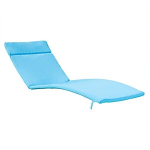 christopher knight home salem outdoor water resistant chaise lounge cushion, blue, 79.25 inches deep x 27.50 inches wide x 1.50 inches high