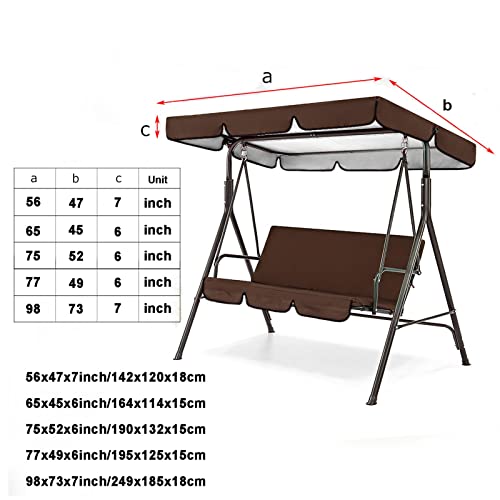 Patio Swing Canopy Top Cover Set,Swing Canopy Top Cover Replacement Canopy and Swing Cushion Cover, Waterproof 2 and 3 Seater Swing Replacement Top Cover