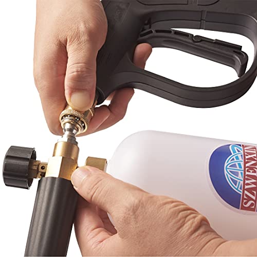 SZWENXIN Foam Cannon Kit Pressure Washer Gun with 15 Degree Gutter Cleaner Wand and Washing Glove,M22-14 mm and 3/8" Quick Inlet Connector