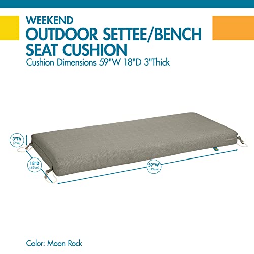 Duck Covers Weekend Water-Resistant Outdoor Bench Cushion, 59 x 18 x 3 Inch, Moon Rock, Patio Furniture Cushions