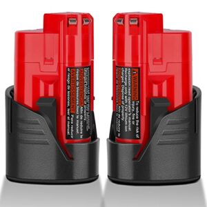 kunlun 2 pack 3.0ah 12v battery replace for milwaukee m12 battery lithium compatible for milwaukee 12-volt battery 48-11-2411 48-11-2420 48-11-2401 48-11-2402 cordless tools