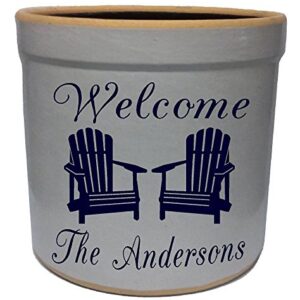 2 Gallon Personalized Stoneware Crock - Adirondack Welcome