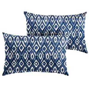 mozaic home indoor outdoor lumbar pillows, set of 2, 2 count (pack of 1), indigo blue & white