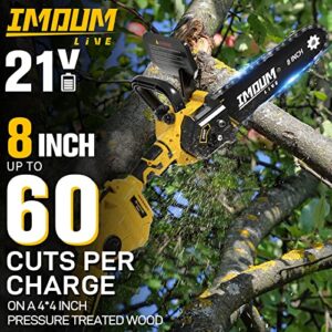 IMOUMLIVE 2-IN-1 Cordless Pole Saw & Chainsaw, 8" Cutting Brushless Electric Rotatable Pole Saw, Oiling System, 8.3 LB Lightweight, 21V 3.0Ah Battery, 16.6-Foot Max Reach Pole Saw for Tree Trimming