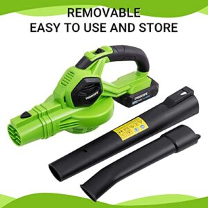 TODOCOPE 20V Cordless Leaf Blower with Battery and Charger, Electric Leaf Blower Vacuum, Battery Leaf Blower Cordless for Lawn, Variable Speed, Lightweight, Quick Charge, Green, (TDC-CB20)